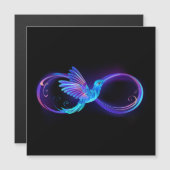 Neon Infinity Symbol with Glowing Hummingbird マグネット招待状 (正面/裏面)