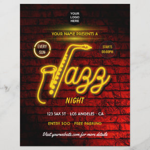 Neon Jazz Musicフェスティバルロゴと写真の追加 チラシ