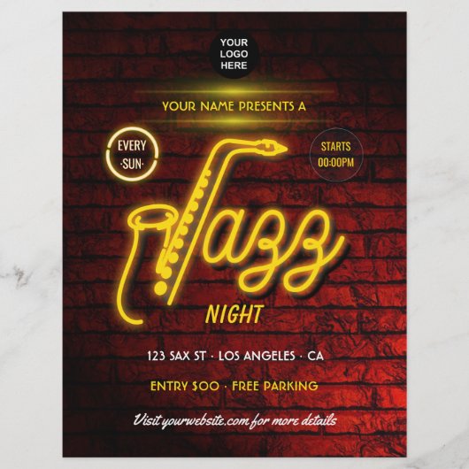 Neon Jazz Musicフェスティバルロゴと写真の追加 チラシ (正面)