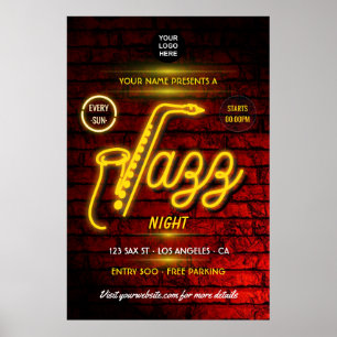 Neon Jazz Musicフェスティバルロゴの追加 ポスター