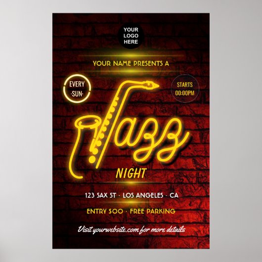 Neon Jazz Musicフェスティバルロゴの追加 ポスター (正面)