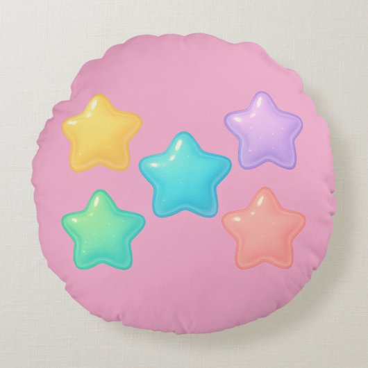 Neon Jelly Star Pillow | Cute Kawaii Glow  ラウンドクッション (正面)