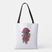 Neon Jellyfish Tote Bag – Trippy Sea Vibes トートバッグ (裏面)