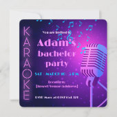 Neon Karaoke Night Bachelor Party Invitation 招待状 (正面)