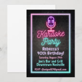 Neon Karaoke Singing Birthday Party Invitation 招待状 (正面/裏面)