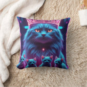 Neon King Cat & Cute Kittens  クッション (ブランケット)