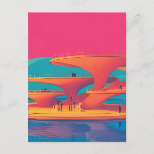 neon lagoon sunset neon futurist park floating pla シーズンポストカード (正面)