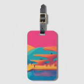 neon lagoon sunset neon futurist park floating pla ラゲッジタグ (正面縦)