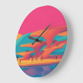 neon lagoon sunset neon futurist park floating pla ラージ壁時計 (傾斜)