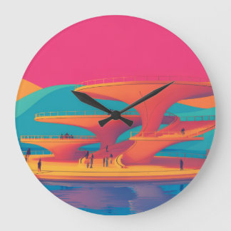 neon lagoon sunset neon futurist park floating pla ラージ壁時計