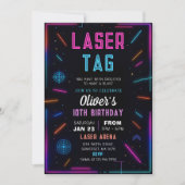 Neon Laser Tag Birthday Invitation 招待状 (正面)