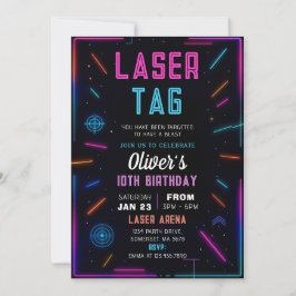 Neon Laser Tag Birthday Invitation 招待状