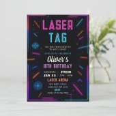 Neon Laser Tag Birthday Invitation 招待状 (スタンド正面)