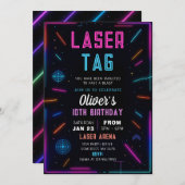 Neon Laser Tag Birthday Invitation 招待状 (正面/裏面)