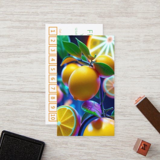 Neon Lemons Limes loyalty punch card ロイヤリティカード (正面/裏面インサイチュ)