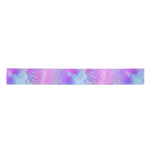 Neon Leopard Agate | Glam Abstract Stone Pattern サテンリボン (正面)