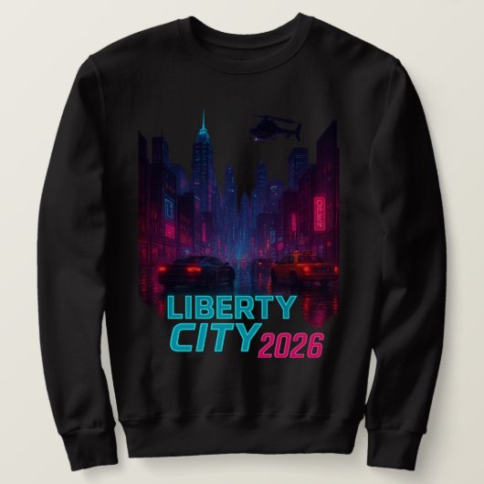 Neon Liberty 2026 Cyberpunk City | Futuristic Stre スウェットシャツ (デザイン正面)