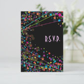 Neon Lights Sweet 16クラブパーティーRSVP応答カード 出欠カード (スタンド正面)