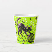 Neon Lime Black Cat カフェラテマグ (正面)