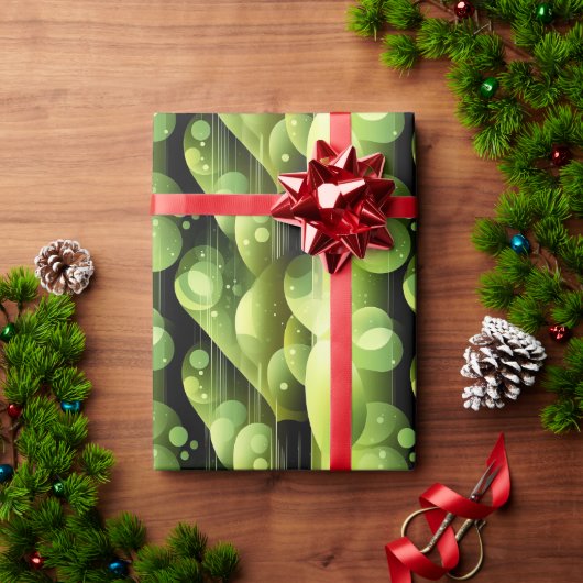 Neon Lime Green Bubble Pattern ラッピングペーパー (クリスマスギフト)