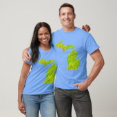 Neon Lime Green Paint Splatter Michigan Silhouette Tシャツ (ユニセックス)