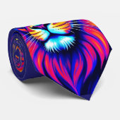 Neon Lion Party Animal – Colourful Retro Graphic ネクタイ (ロール)