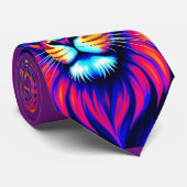 Neon Lion Party Animal – Colourful Retro Graphic ネクタイ (ロール)