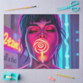 Neon Lollipop Pop Art – Cyberpunk Candy Girl  薄葉紙 (クラフト)