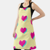 Neon Love Retro Vaporwave Hearts Fun エプロン (インサイチュ)