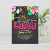 Neon Luau Birthday Party | Tropical Hawaiian Party 招待状 (スタンド正面)