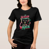 Neon Magical Christmas Bear Women's Cozy Holiday  トライブレンドＴシャツ (正面)