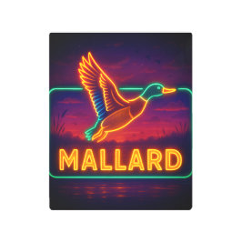 Neon Mallard Sign メタルプリント
