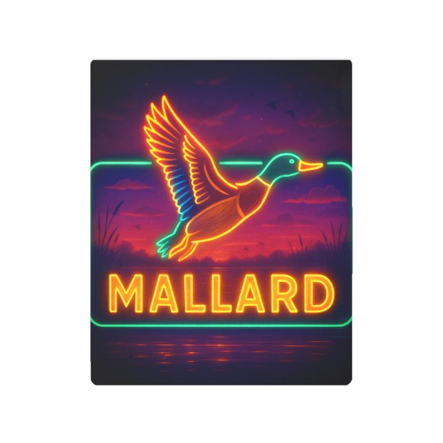 Neon Mallard Sign メタルプリント (正面)