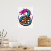 Neon Mechanical Dragon Pagoda Emblem Art ポスター (キッチン)