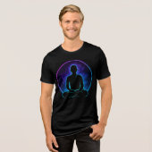 Neon Meditating Monk Spiritual T-Shirt | Cosmic Ze トライブレンドＴシャツ (正面全面)