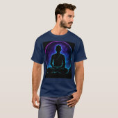 Neon Meditating Monk Spiritual T-Shirt | Cosmic Ze Tシャツ (正面フル)