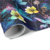 Neon Midnight Botanical Floral Pattern ラッピングペーパー (ロールコーナー)