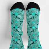 Neon monochrome floral pattern. ソックス (上部)