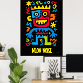 Neon Monster Poster – Pop Art Halloween Design ポスター (ホームオフィス)