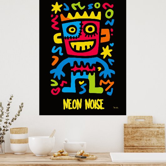 Neon Monster Poster – Pop Art Halloween Design ポスター (キッチン)