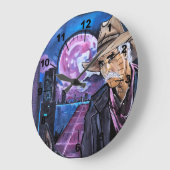 Neon Moon Painting by Alfred Fox ラージ壁時計 (傾斜)