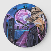 Neon Moon Painting by Alfred Fox ラージ壁時計 (正面)