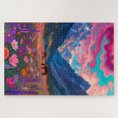 Neon Mountain Valley - Psychedelic Horses & Pink C ジグソーパズル (横)