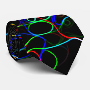 Neon Multicolored Curvy Line Pattern -COOL ネクタイ