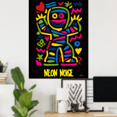 Neon Mummy Poster - Art ポップ・アートの Halloweenキャラクター ポスター (ホームオフィス)