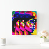 NEON MUSE: Electric Iridescence スクエア壁時計 (ホーム)