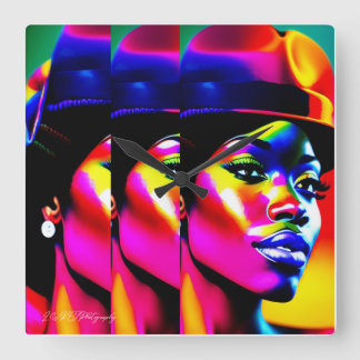 NEON MUSE: Electric Iridescence スクエア壁時計