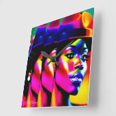 NEON MUSE: Electric Iridescence スクエア壁時計 (傾斜)