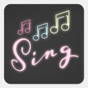 Neon Music Notesを歌う スクエアシール