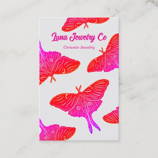 Neon Mystical Luna Moth Business Card 名刺 (正面)